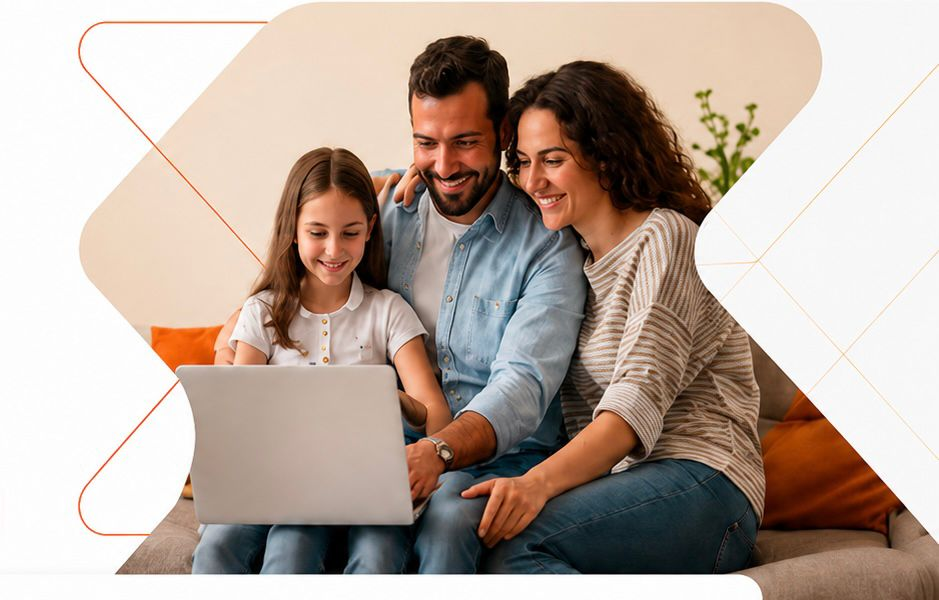 Família usando internet Betel